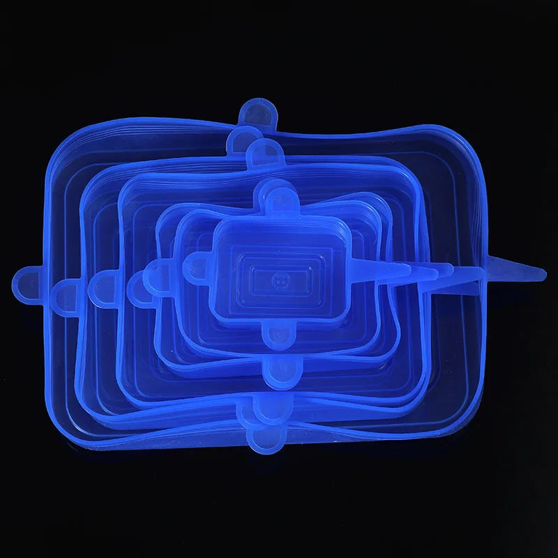 12 PCS Adaptable Silicone Lids Round Square Covers Silicone Caps Food Universal Dish Stretch Lids for Cans Kitchen Accessories