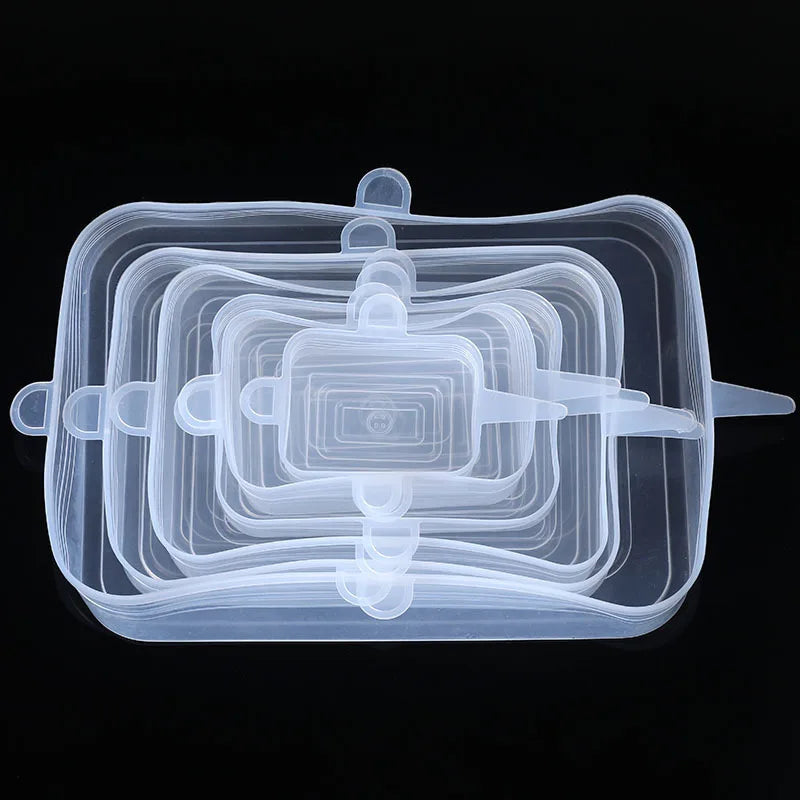 12 PCS Adaptable Silicone Lids Round Square Covers Silicone Caps Food Universal Dish Stretch Lids for Cans Kitchen Accessories