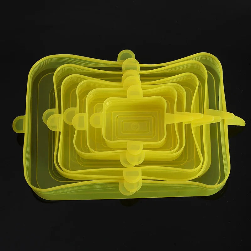 12 PCS Adaptable Silicone Lids Round Square Covers Silicone Caps Food Universal Dish Stretch Lids for Cans Kitchen Accessories