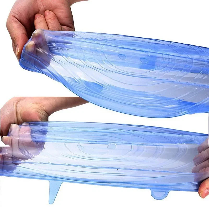 12 PCS Adaptable Silicone Lids Round Square Covers Silicone Caps Food Universal Dish Stretch Lids for Cans Kitchen Accessories